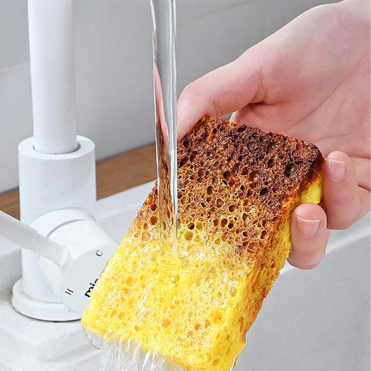 Eponge naturelle - BiodegradableSponge™ - Jaune - Astuces cuisine santé